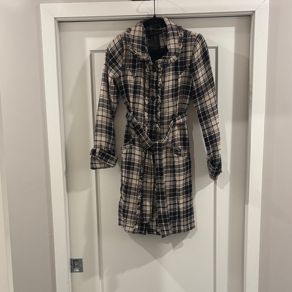 Plaid Women's Jacket - Black and Cream